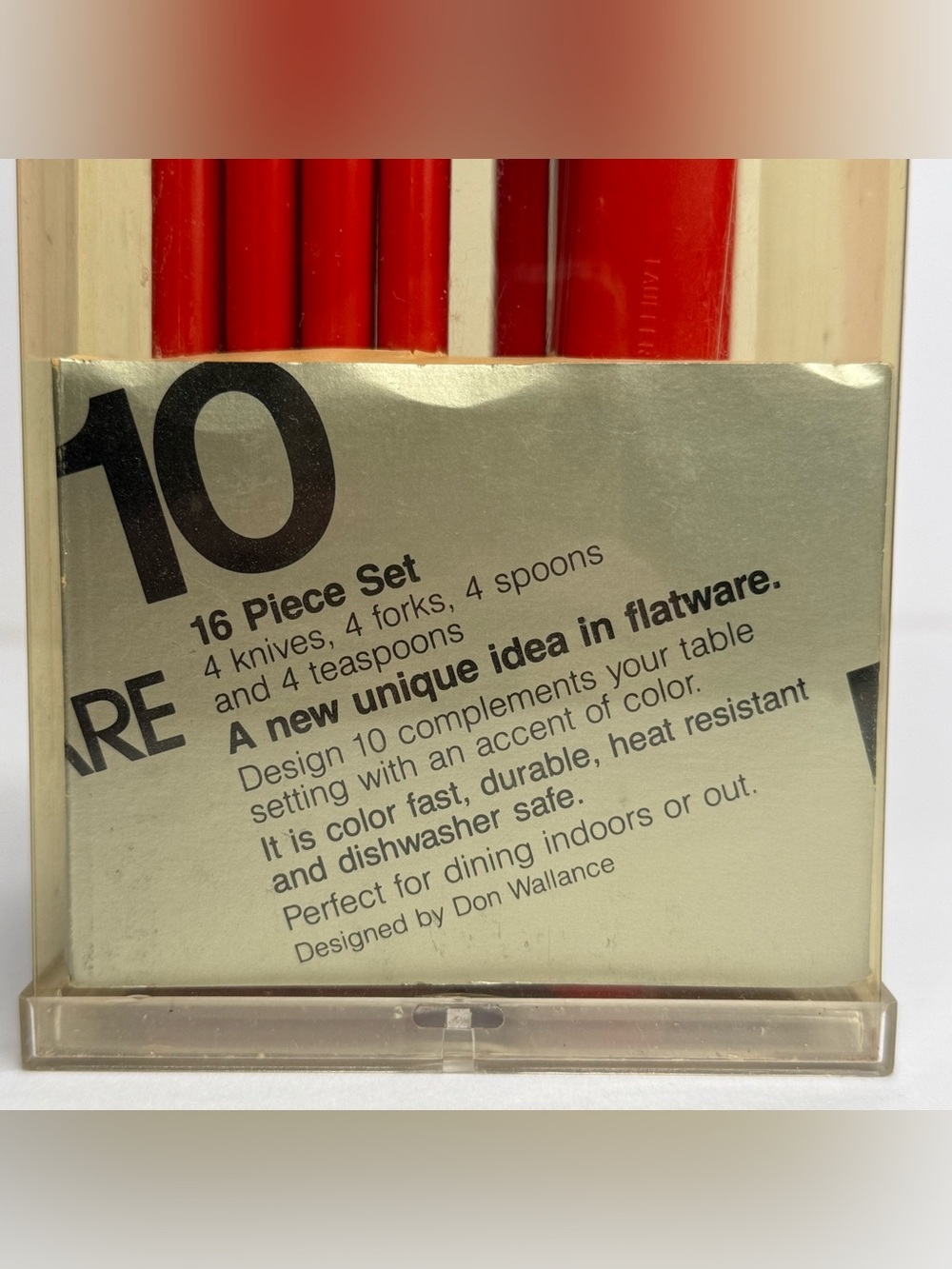 VTG Lauffer Design 10 Lexan Resin Red Flatware NIB 16 Piece Set DON WALLANCE MCM - Picture 6 of 8